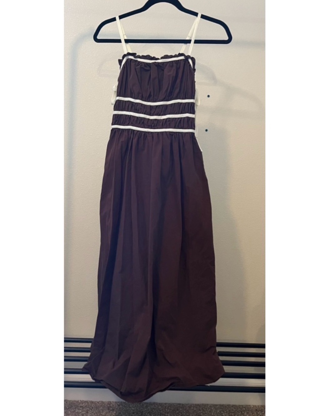 Chocolate Brown Contrast Tie Side Maxi Dress Y2K Coquette